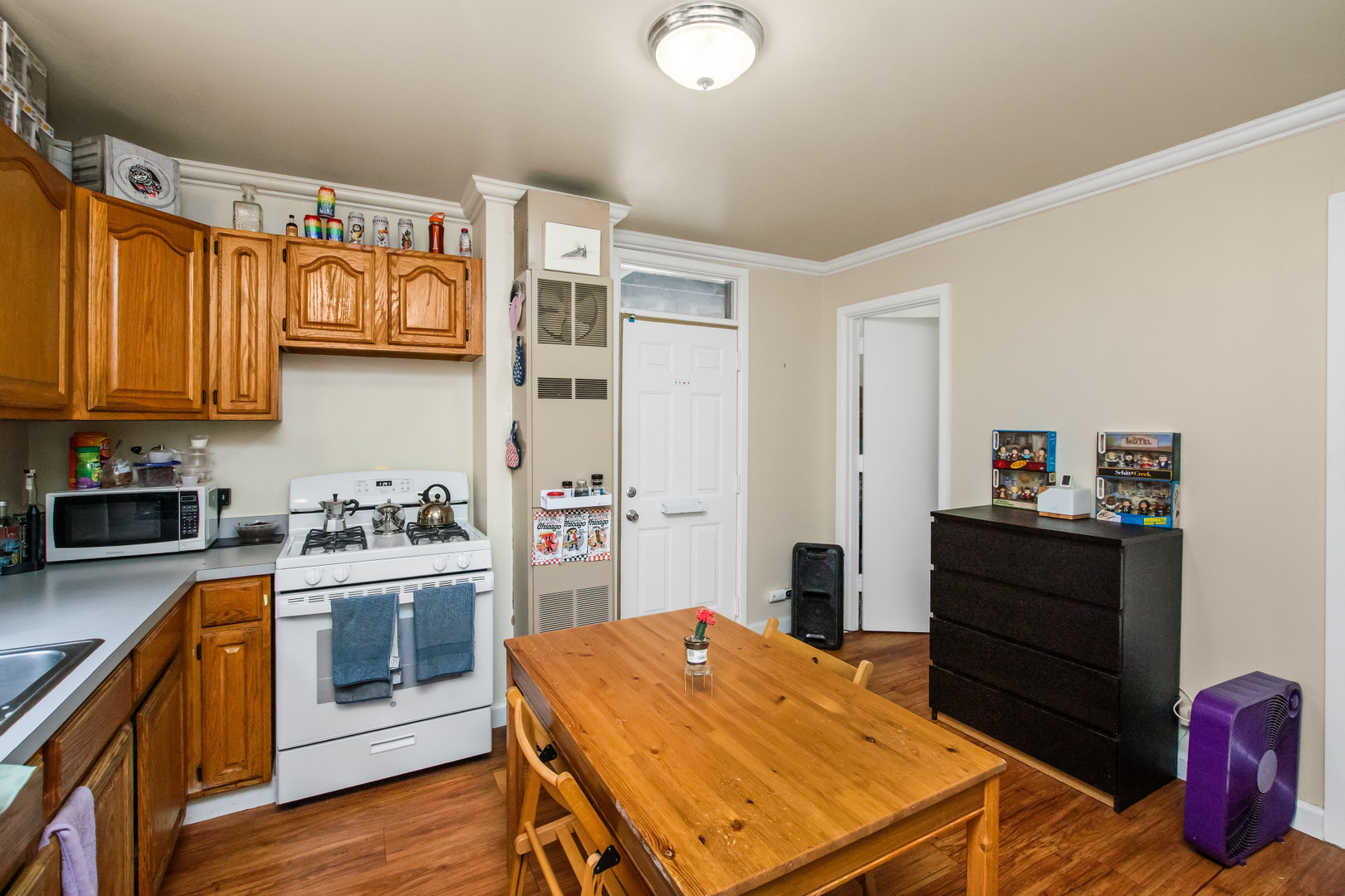2238 West 21st Place Chicago, IL 60608 - Photo 22 of 37 a kitchen with stainless steel appliances granite countertop a stove and a refrigerator