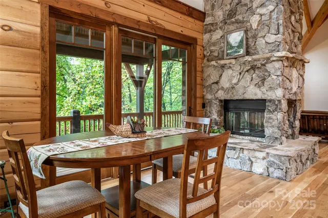 a view of a patio with a table and chairs