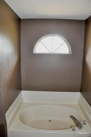a bathroom with a bathtub