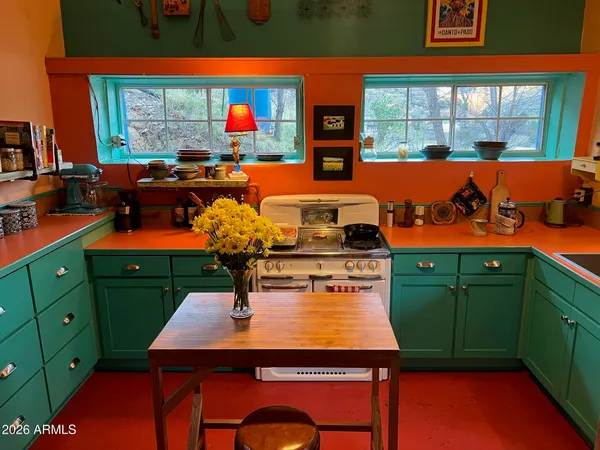 an outdoor view with patio