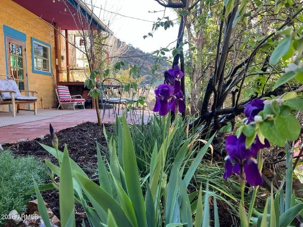a view of street with sitting area