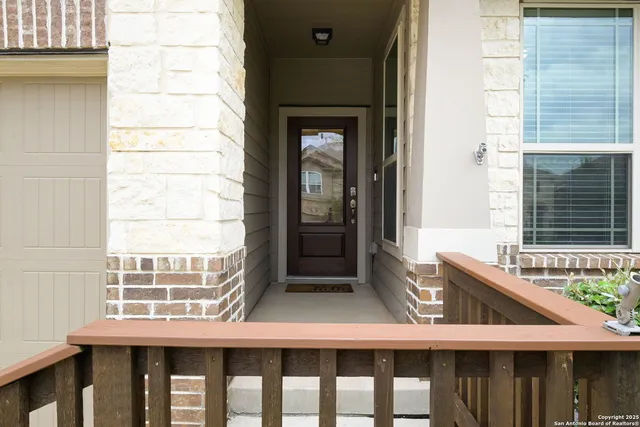 a view of a balcony with an outdoor space