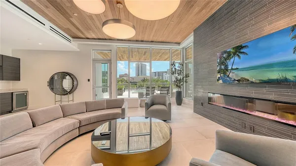 a view of a terrace with seating space