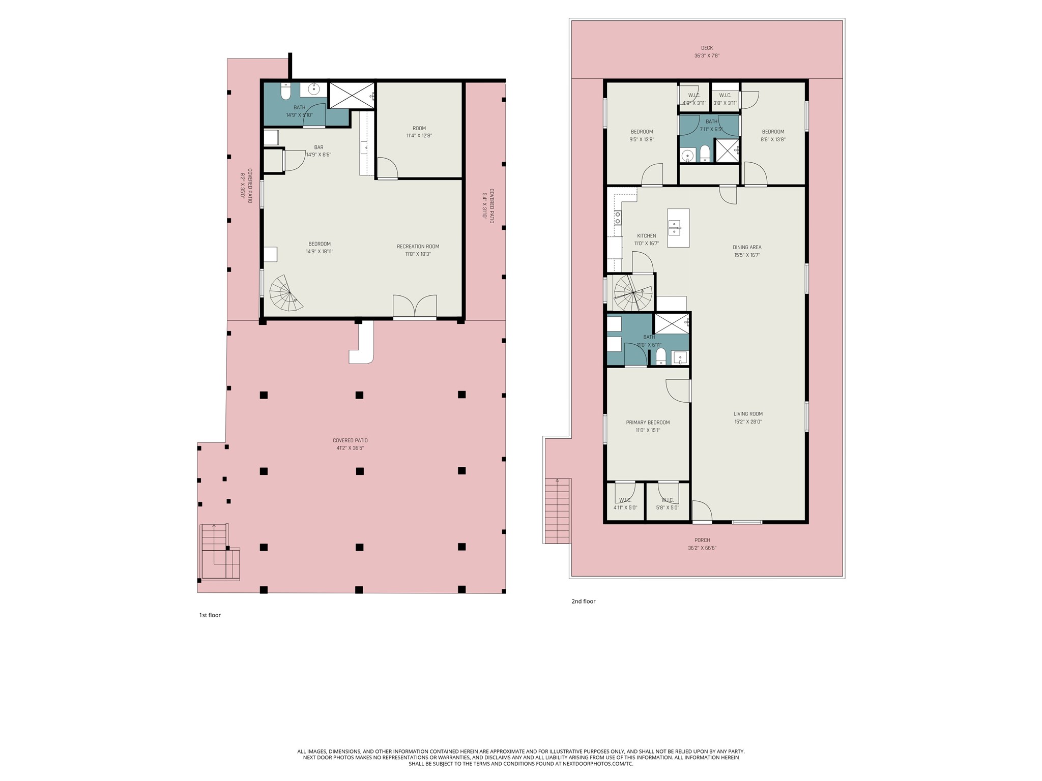 970 Wommack Drive Crystal Beach, TX 77650 - Photo 48 of 49 FLOOR PLANS: DOWNSTAIRS, ENCLOSED CLIMATE-CONTROLLED RECREATIONAL SPACE, AND FIRST FLOOR LIVING AREA.