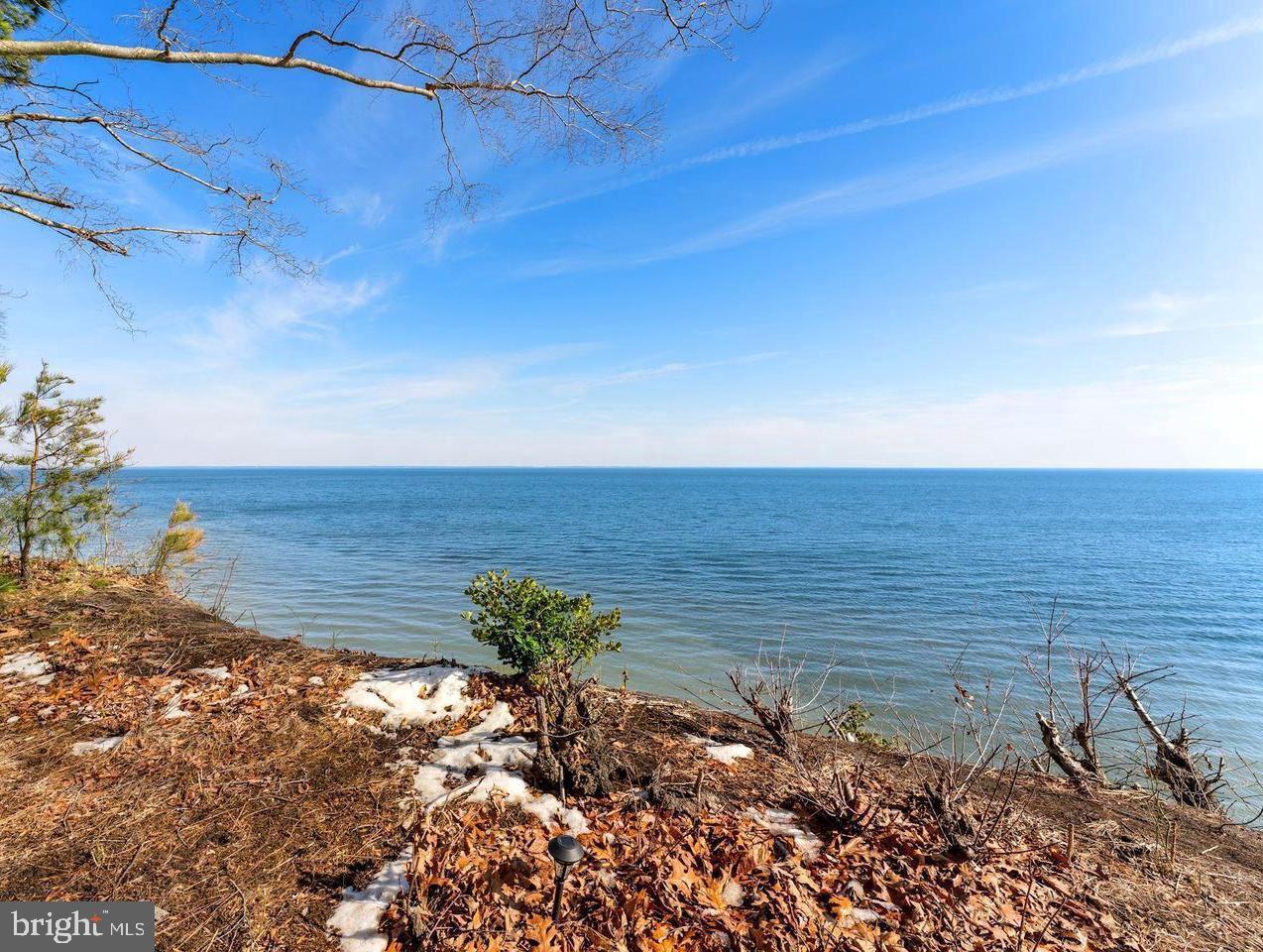 a view of a lake with a beach