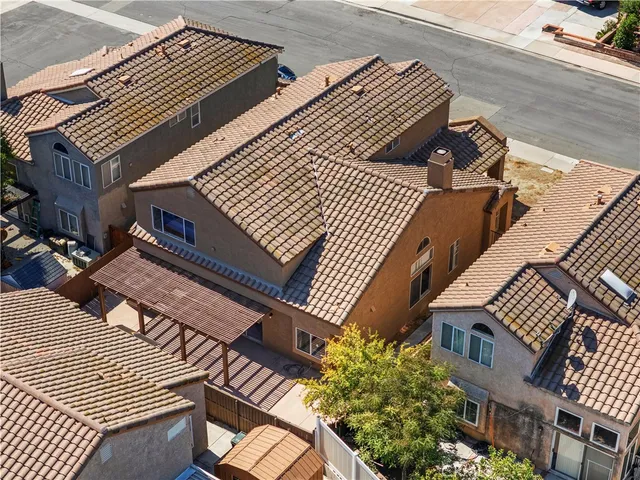 an aerial view of a house