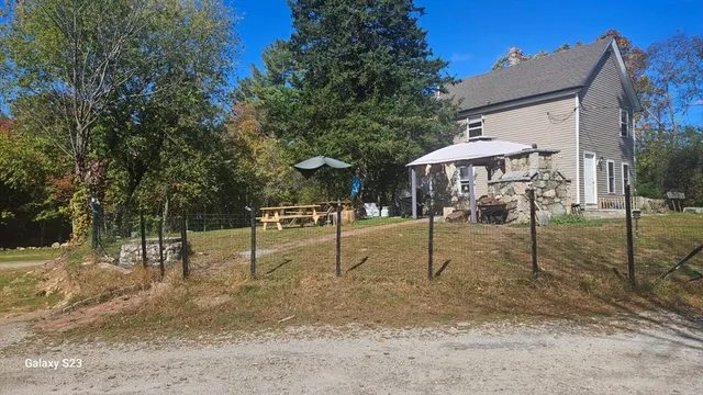 a view of a park with slide