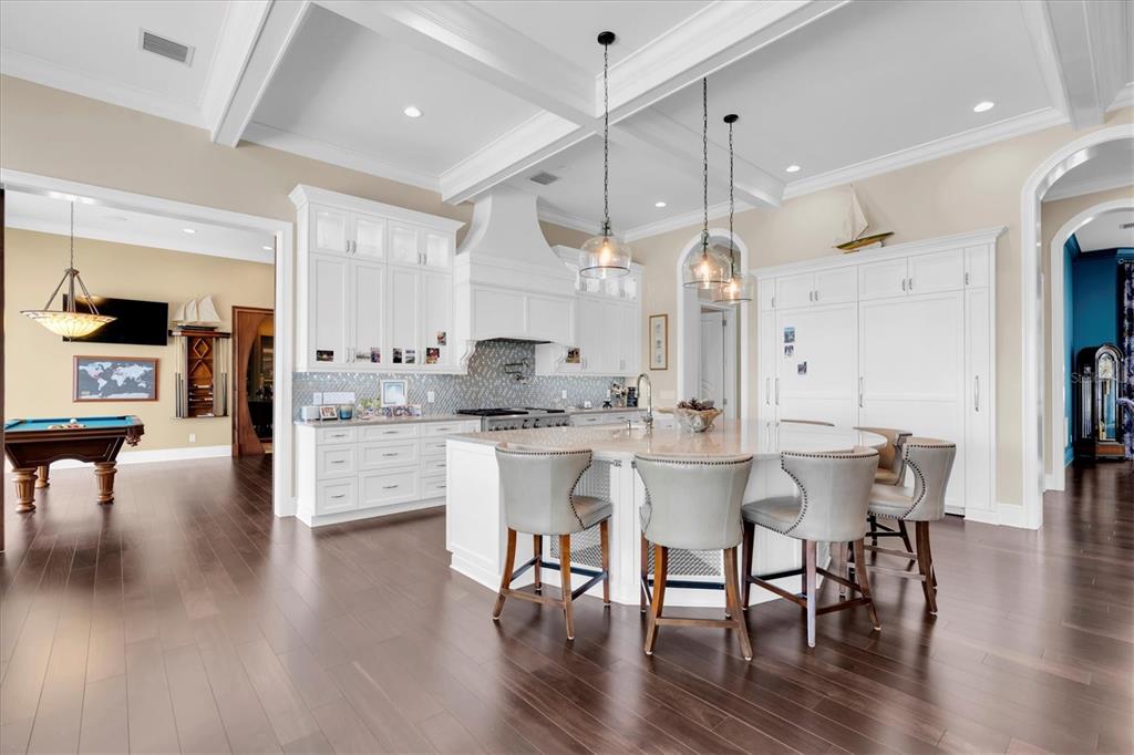 4650 Ridgeview Road Palm Harbor, FL 34684 - Photo 15 of 100 a kitchen with stainless steel appliances kitchen island granite countertop a table chairs and a refrigerator