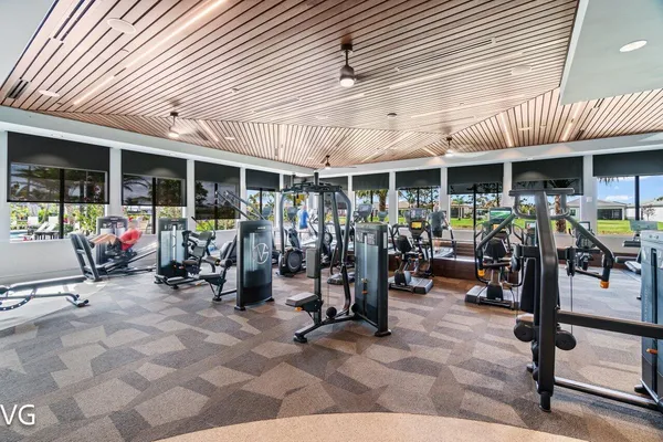 a view of a room with gym equipment