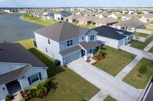 an aerial view of a house