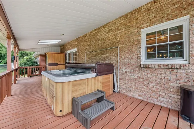 a view of outdoor kitchen from deck