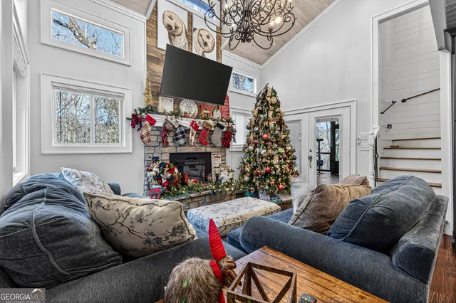 a living room with furniture and a couch