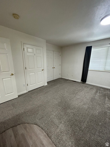 203 North Geneva Road, Unit 10 Provo, UT 84601 - Photo 14 of 16 Spacious room featuring gray carpeting, multiple white paneled doors, and a window with blinds