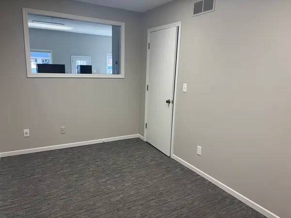 an empty room with closet