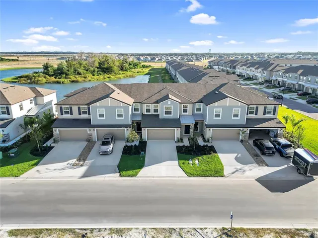 an aerial view of a house