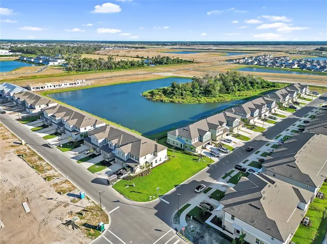 a view of an ocean and city