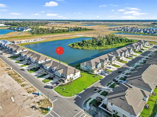 a view of an ocean and city