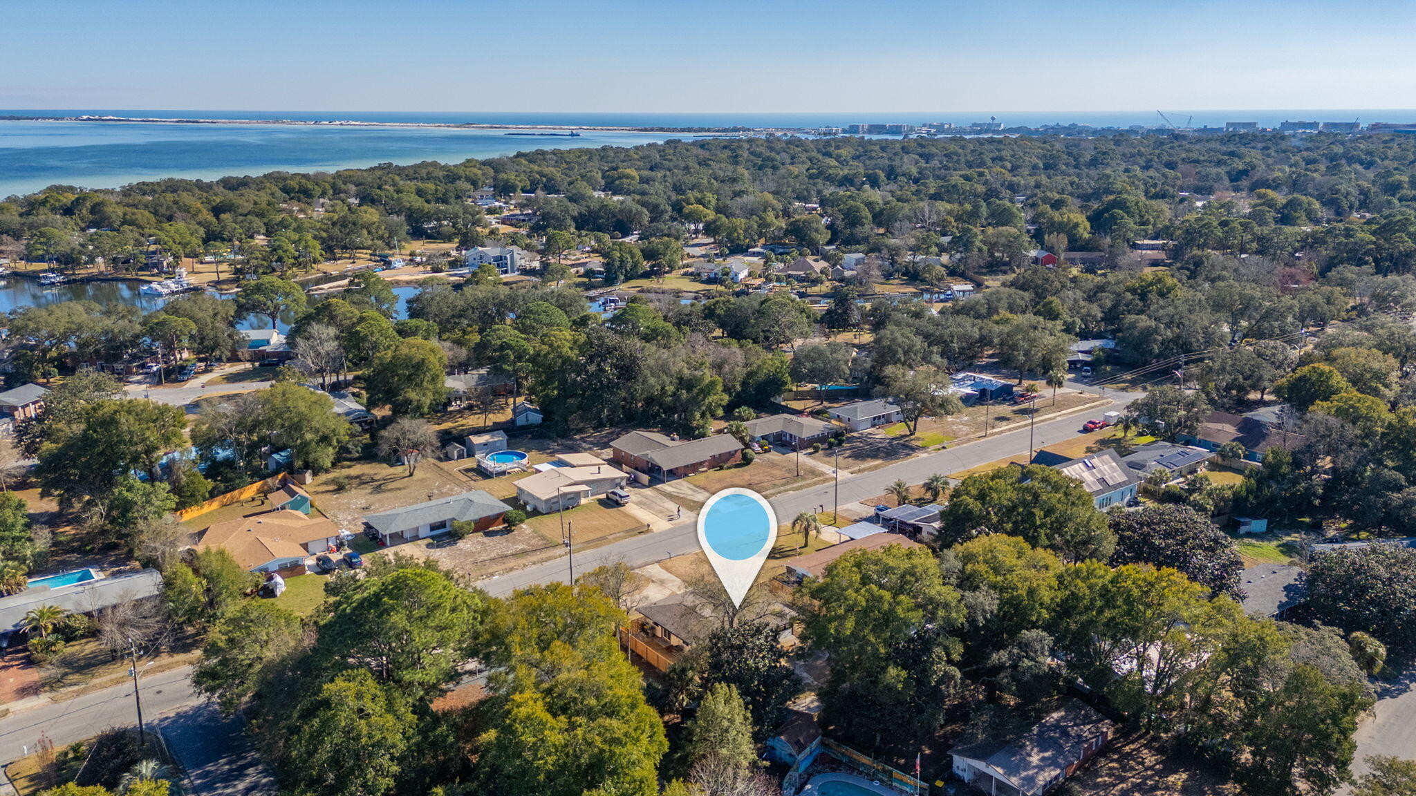 118 Ferry Road Northeast Fort Walton Beach, FL 32548 - Photo 40 of 51 an aerial view of a city with lots of residential buildings