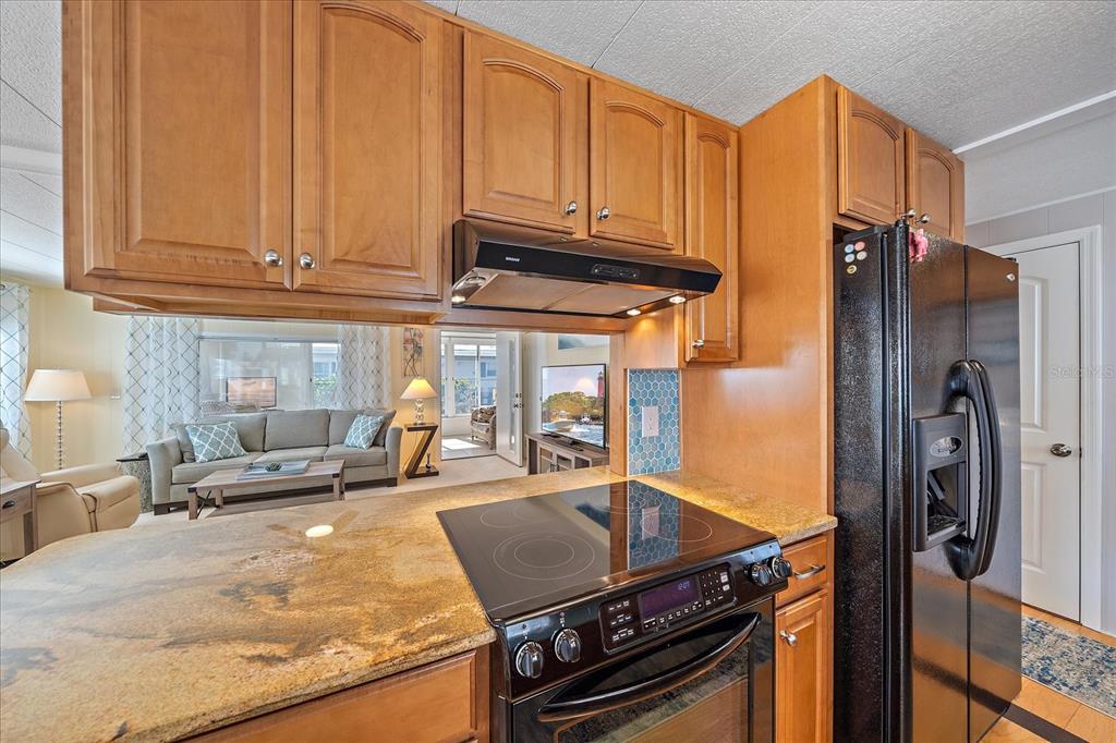 521 Roma Road Venice, FL 34285 - Photo 14 of 57 a kitchen with stainless steel appliances granite countertop a refrigerator and a sink