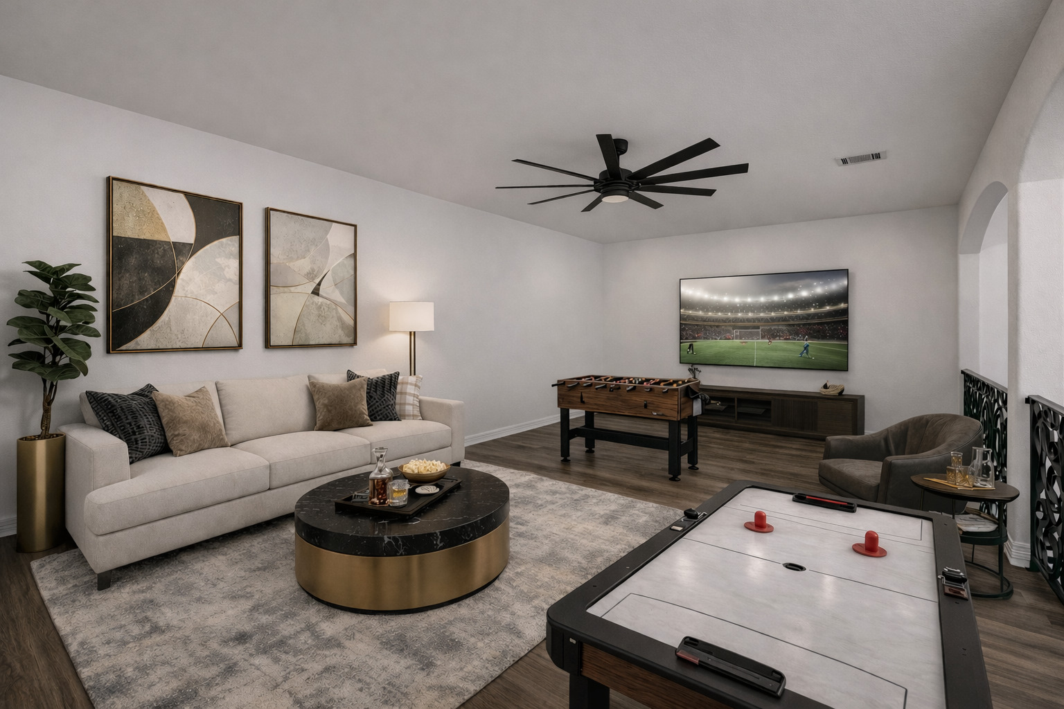 507 Rawhide Road Seguin, TX 78155 - Photo 24 of 40 Living area featuring wood finished floors and ceiling fan