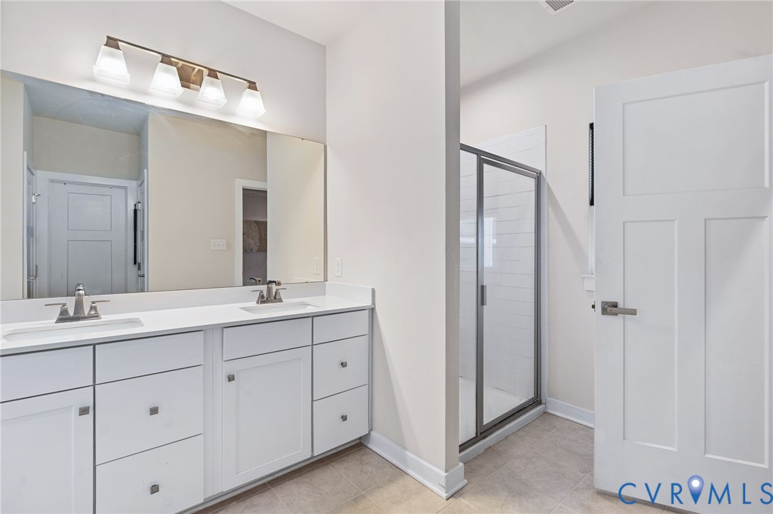 1605 German School Road Richmond, VA 23225 - Photo 17 of 27 a bathroom with a double vanity sink and mirror