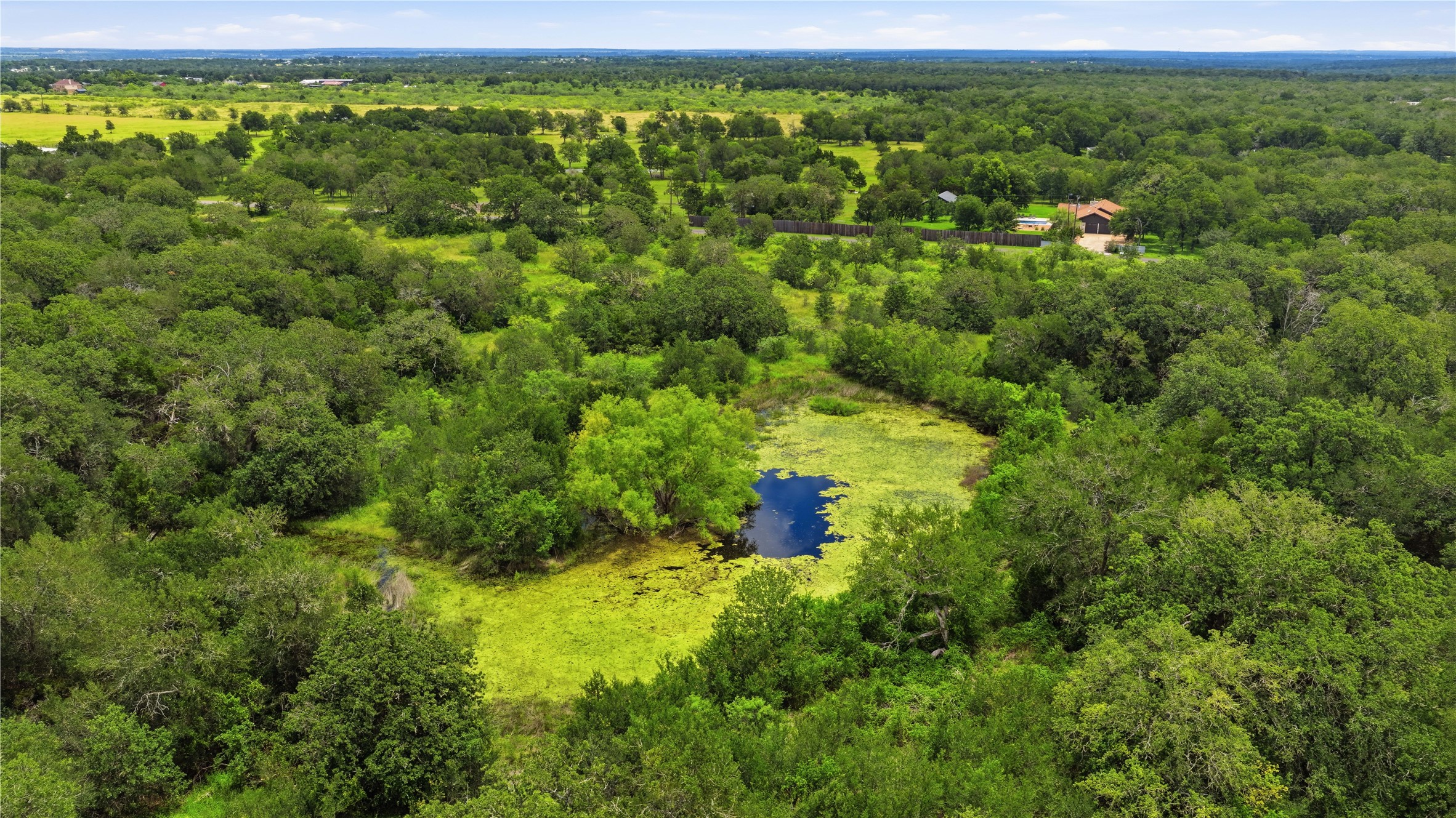 10312 Parsons Road Manor, TX 78653 - Photo 15 of 26 A tranquil pond nestles among vibrant green woodlands, providing a serene natural habitat.