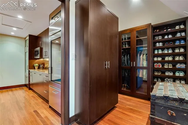 a view of livingroom with furniture and wooden floor