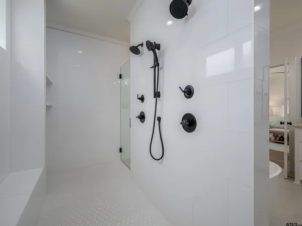 a bathroom with a shower