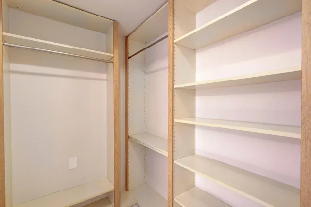 a view of an empty walk in closet