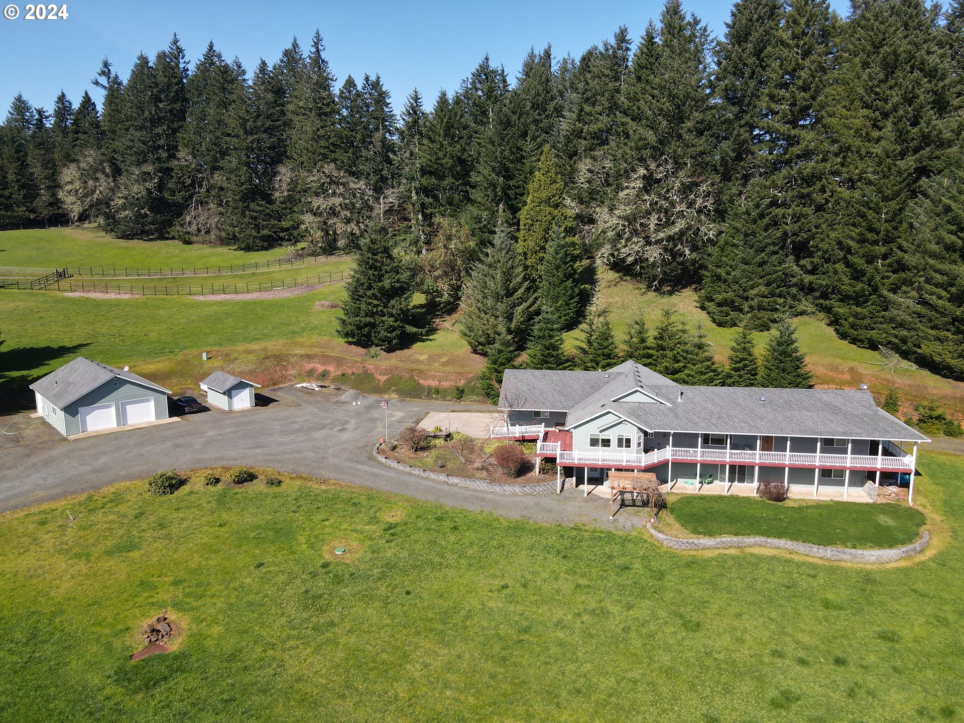 33825 Cea Jac Road Creswell, OR 97426 - Photo 46 of 48 an aerial view of a house with swimming pool garden and outdoor seating