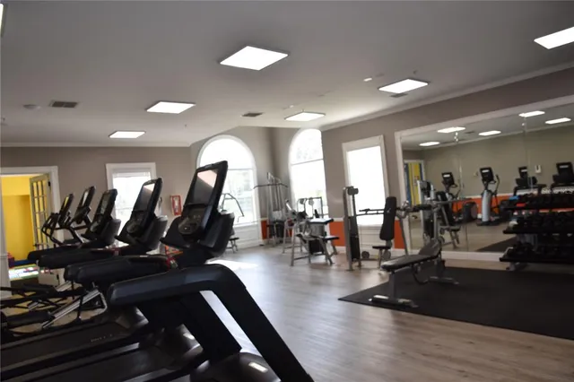 a view of a room with gym equipment