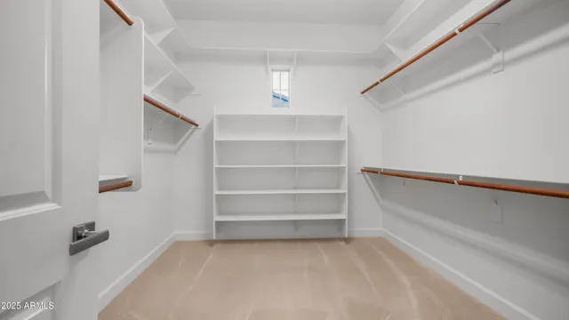 a view of an empty walk in closet