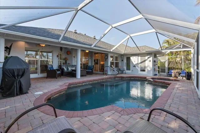 a view of a backyard with plants and palm trees