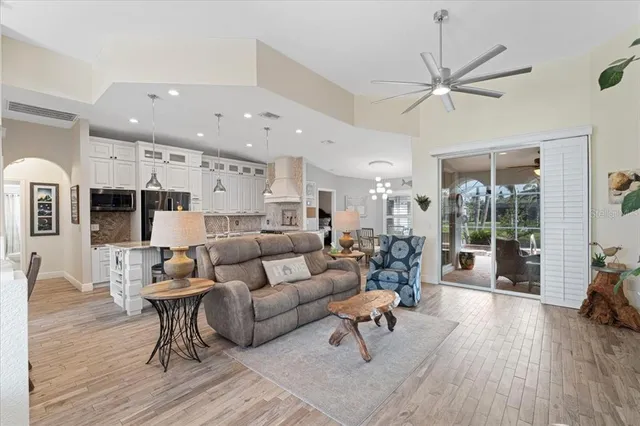 a view of a swimming pool with a lounge chairs