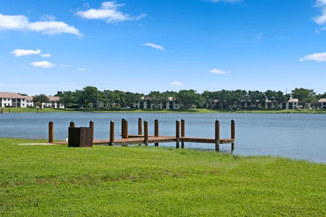 a view of a lake with outdoor space