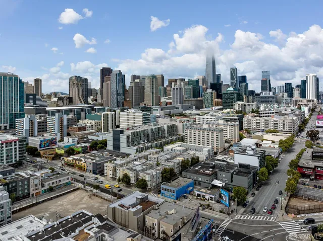 an aerial view of a city