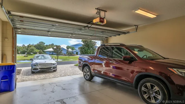 a view of car parked in garage