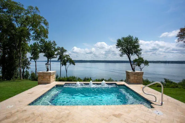 a view of a lake with outdoor space
