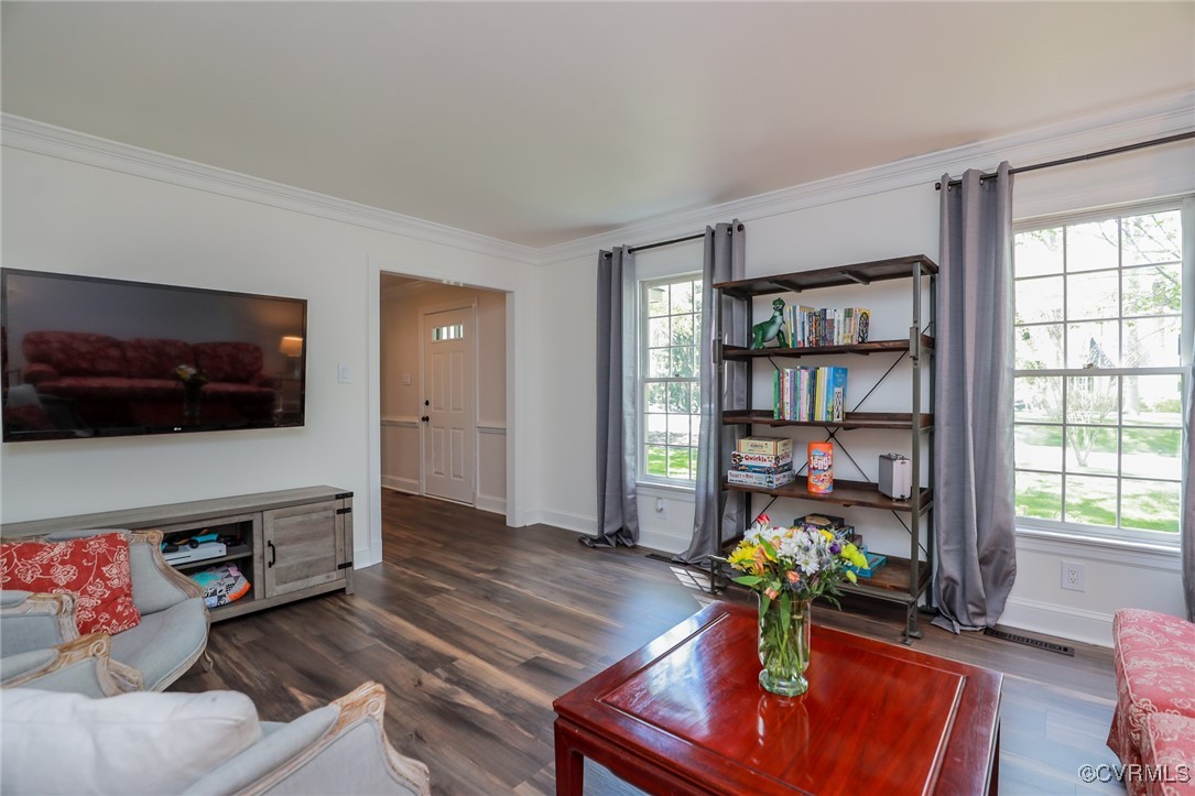 12700 Knightcross Road Midlothian, VA 23113 - Photo 5 of 44 Living area with ornamental molding, baseboards, d