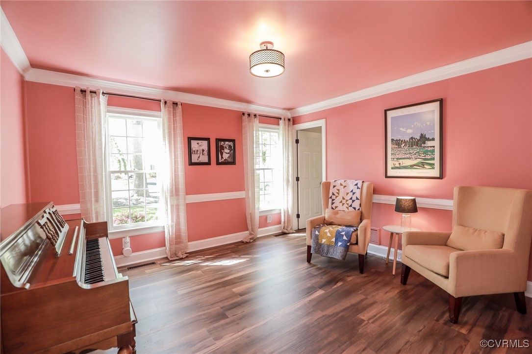 12700 Knightcross Road Midlothian, VA 23113 - Photo 6 of 44 Living area with crown molding, a healthy amount o
