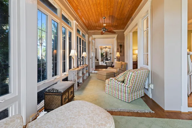 a living room with furniture and a couch