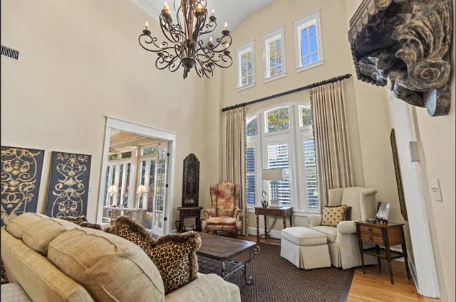 an aerial view of residential building and lake