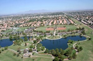 255 North Concord Street Gilbert, AZ 85234 - Photo 17 of 20 an aerial view of a house with a lake view