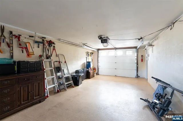 a view of a garage with furniture