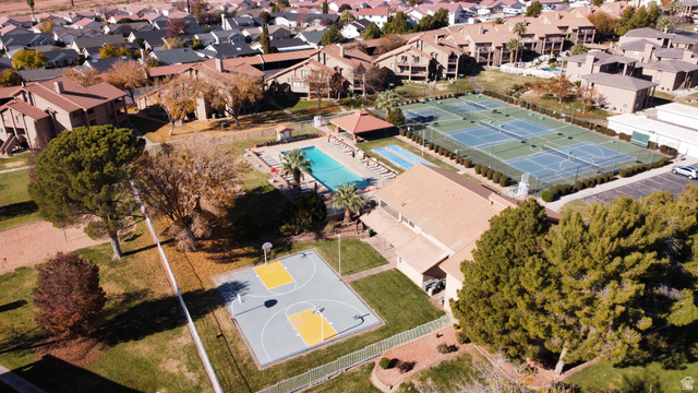 860 South Village Road, Unit Y8 St. George, UT 84770 - Photo 18 of 29 Aerial view of property's location featuring nearby suburban area and a pool