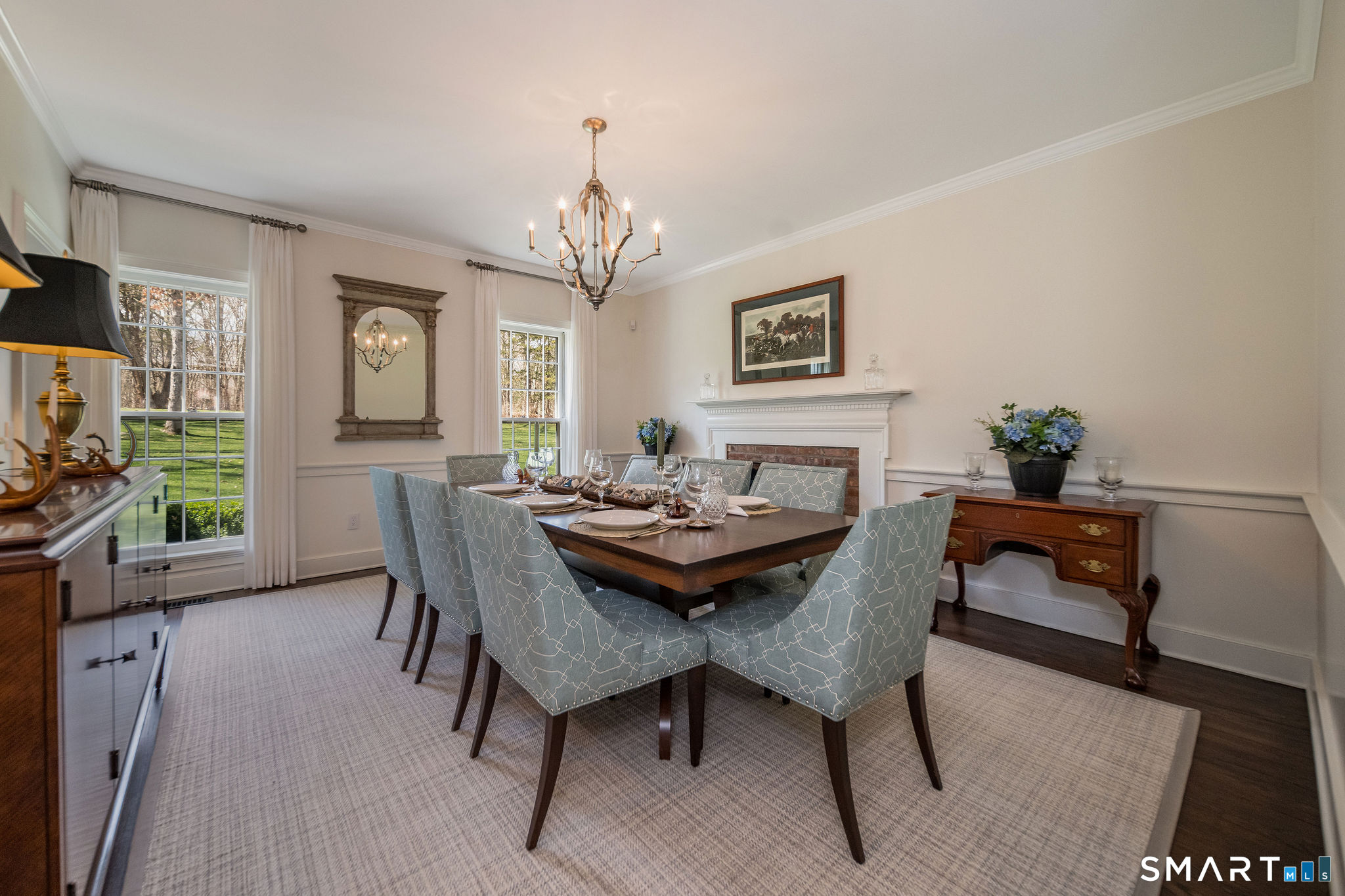 9 Matson Ridge Old Lyme, CT 06371 - Photo 12 of 42 Formal dining room with wood-burning fireplace; all fireplaces have been recently refurbished