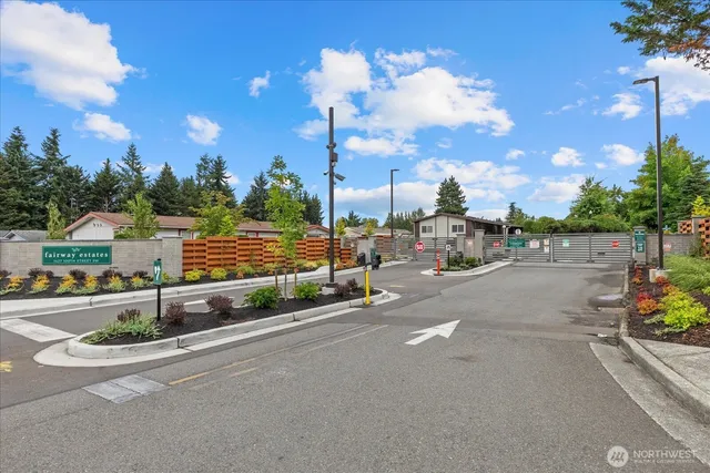 a view of a street with houses