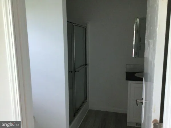 a bathroom with a door