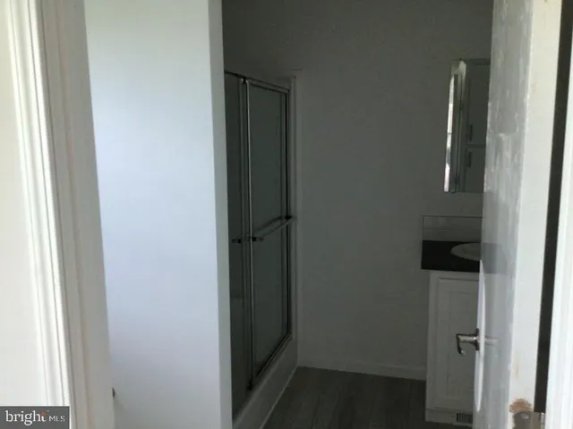 a bathroom with a door