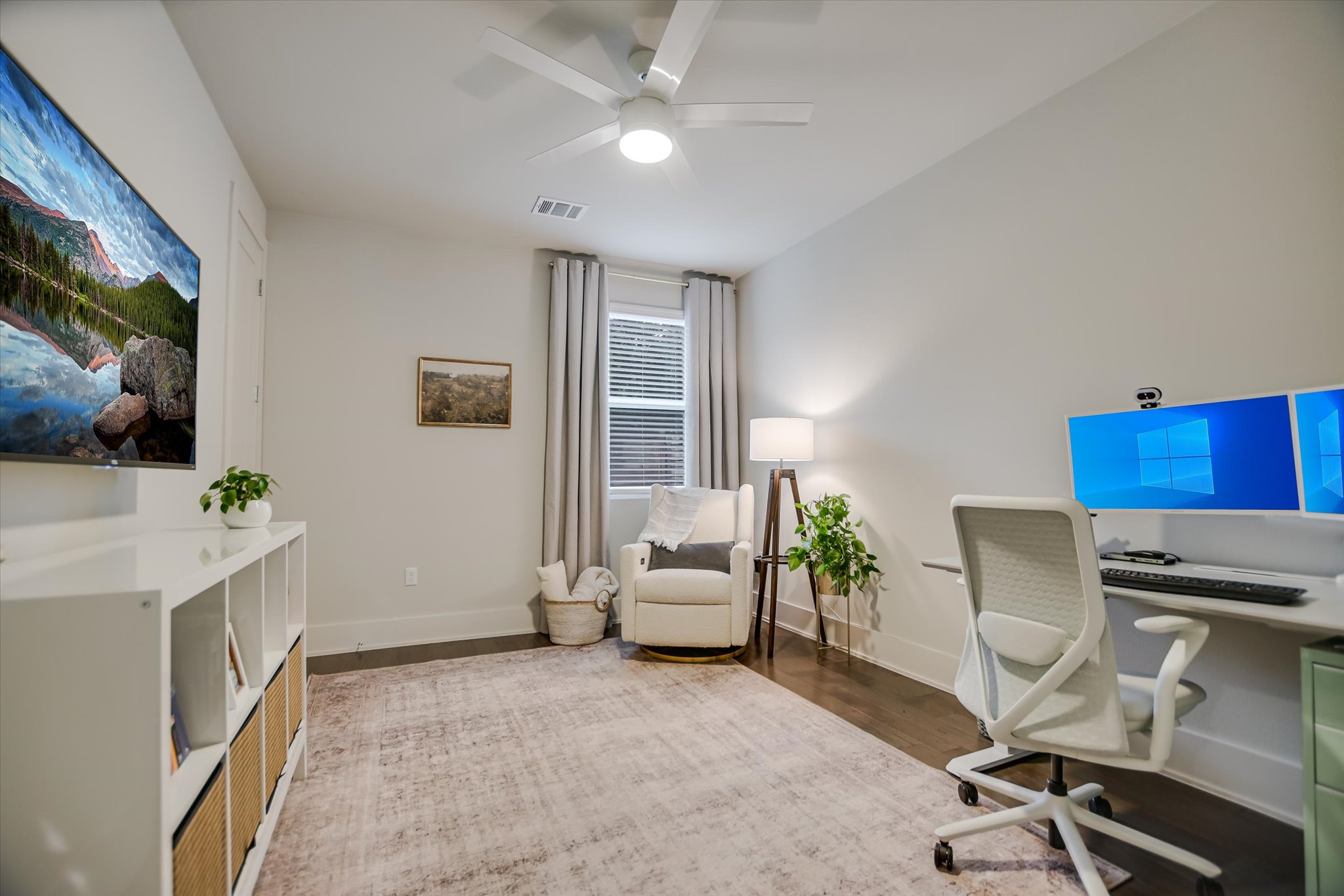 5212 Pink Poppy Pass, Unit 20 Austin, TX 78735 - Photo 16 of 24 Office space with a ceiling fan and wood finished floors